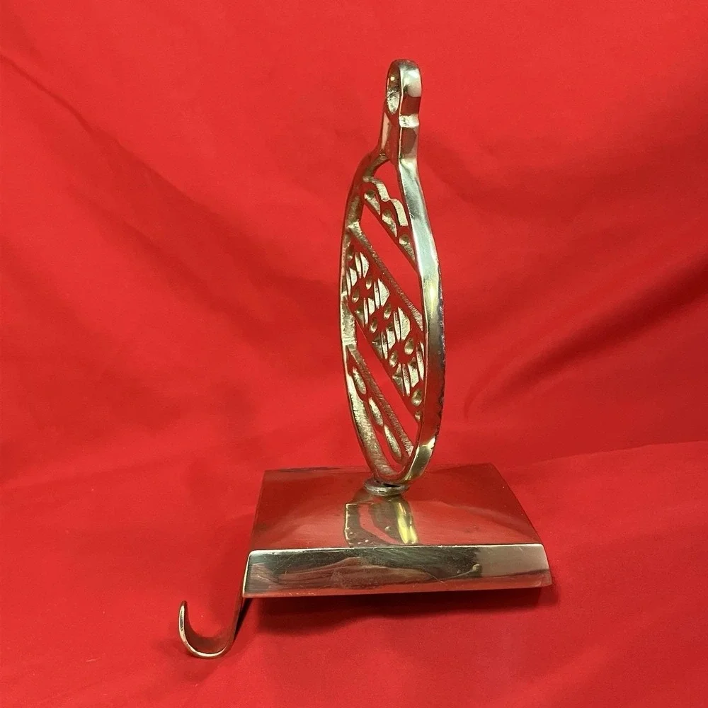 Vtg Restoration Hardware Brass Stocking Hanger / Ball Ornament Christmas India - Picture 6 of 13